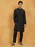 Vastramay Men's Black Cotton Blend Kurta And Pyjama Set